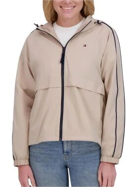 NWT Tommy Hilfiger Beige Hooded Wind Breaker Jacket